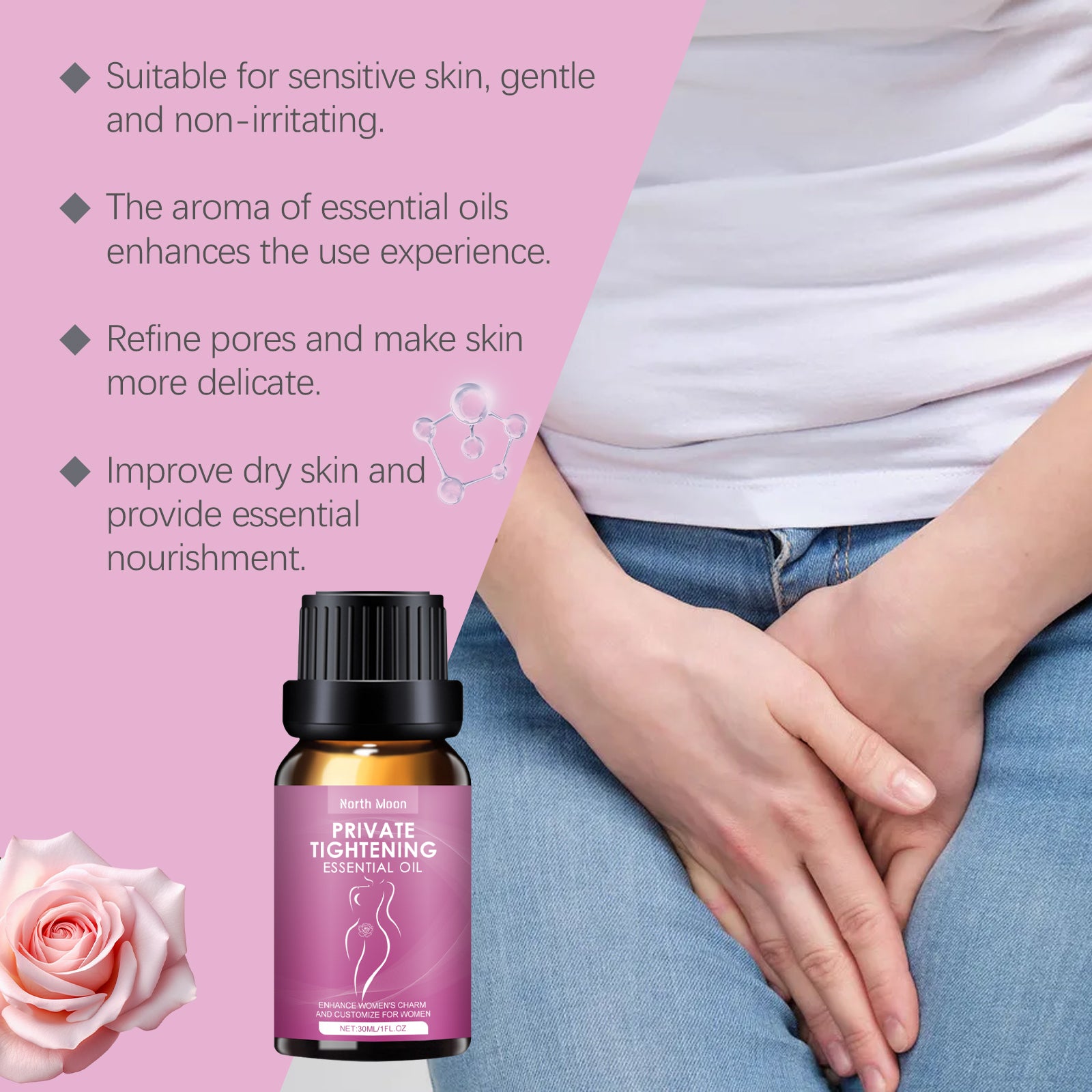 Private Tightening Essential Oil For Women, Intimate Moisturizing Massage Oil With Ginkgo Leaf Extract & Vitamin E, Restore Smooth & Elastic Feminine Skin, 30ml by Josla