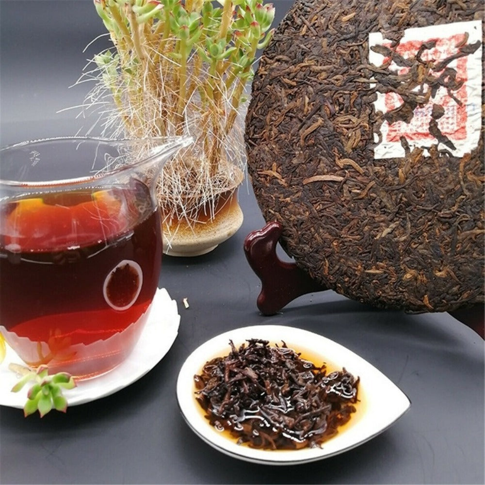 357g Aged Raw Pu-erh Tea Cake Yunnan Ancient Tree, Traditional Chinese Puer Tea by Josla