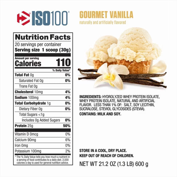 Dymatize ISO100 Hydrolyzed Whey Isolate Protein Powder, Gourmet Vanilla, 20 Servings by Josla Marketplace