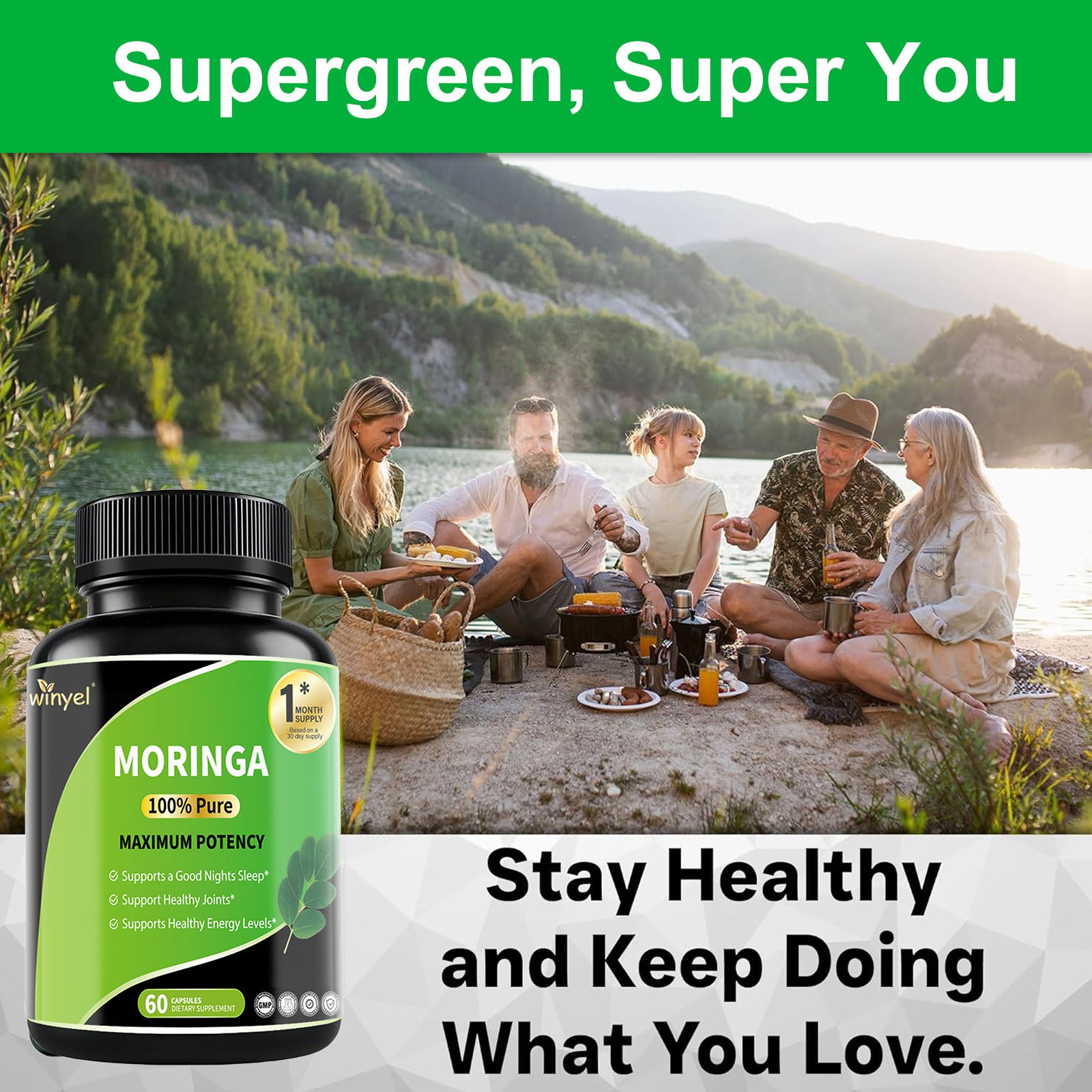 Pure Moringa Capsules - High Potency, Health & Fitness With Essential Vitamins & Amino Acids - 60 Capsules by Josla