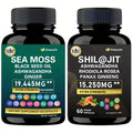 15-in-1 Sea Moss & 8-in-1 Shilajit Ashwagandha Supplement Bundle Energy Mood Support 60 Capsules Each by Josla