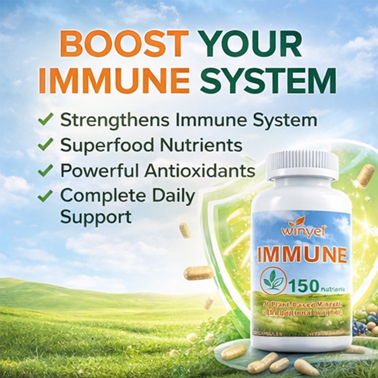 WINYEL IMMUNE 150 - The Ultimate Multivitamin & Immne Supplement, IMMU 150 Capsules - 150 Capsules by Josla