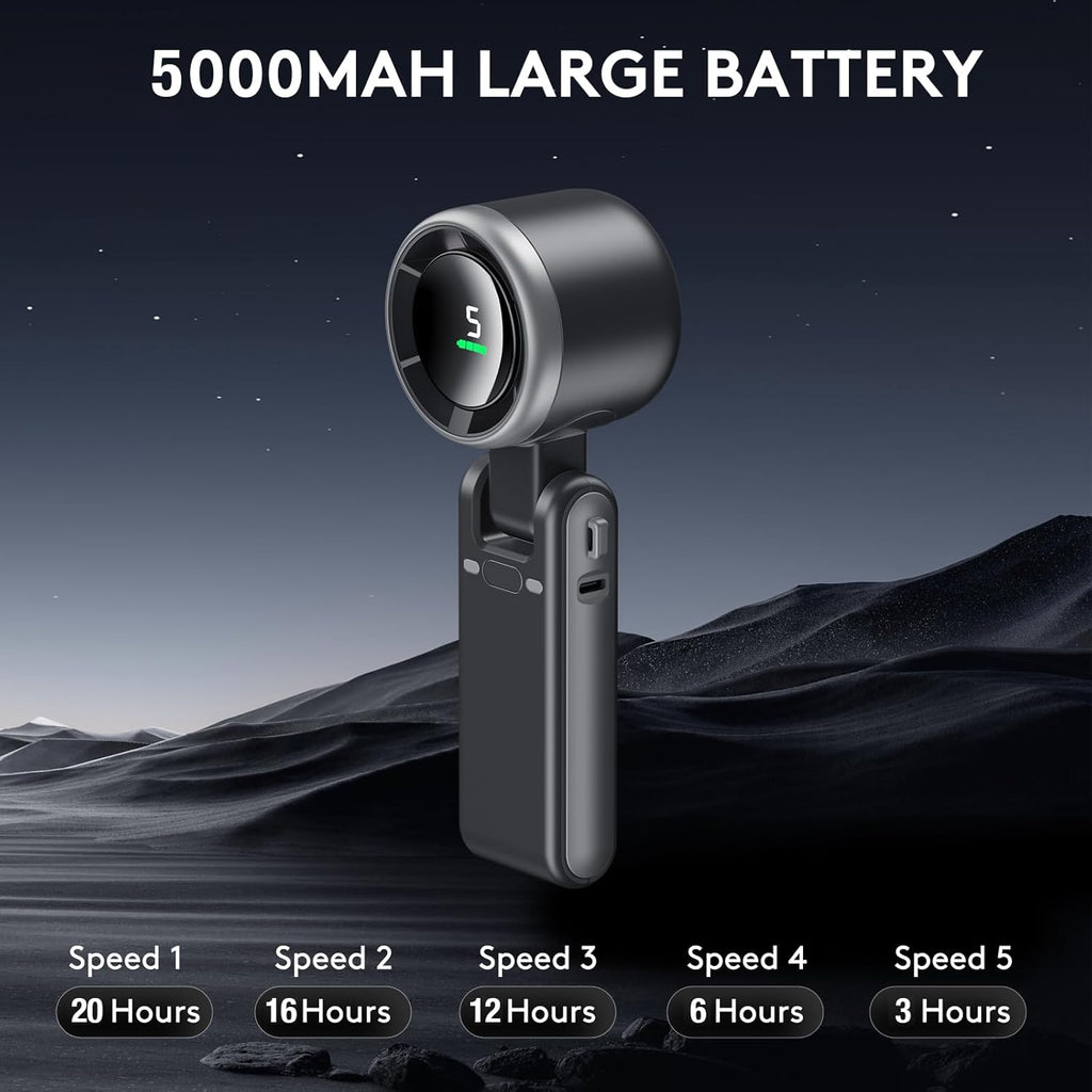 3 IN 1 Portable Handheld Turbo Fan, 5 Gear Wind,5000mAh Battery Operated by Josla