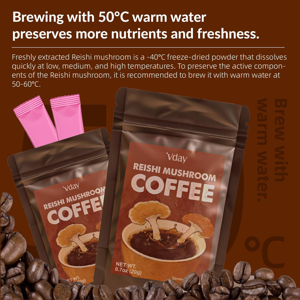 Reishi Mushroom Coffee, 20g Per Sachet, 20 Sachets Total, Instant Mushroom Coffee, Refreshing & Invigorating, Ideal For Parties & Holiday Gifts by Josla