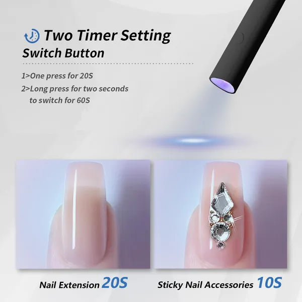 UV Light For Gel Nails, Mini U V LED Nail Lamp Handheld With Stand, Portable Nail Dryer Rechargeable USB Cordless For Fast Drying, Black by Josla