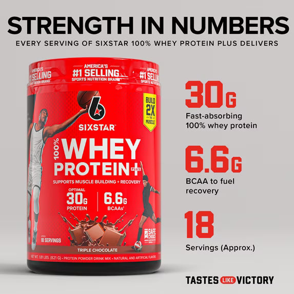 Six Star Pro Nutrition 100% Whey Protein Powder Plus, 30g Protein, Triple Chocolate, 1.81 lbs by Josla Marketplace