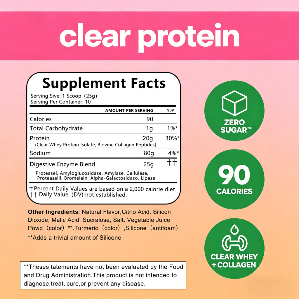 WINYEL Nutrition Clear Protein Collagen Peptides, Raspberry Lemonade, 20g Protein, Zero Sugar, Grass-Fed Whey, 250g by Josla