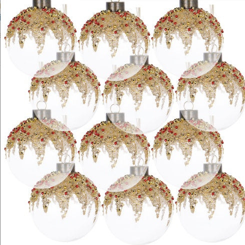 D3 Christmas Ball Ornaments, Glass Decorative Hanging Ball Christmas Tree Ornaments For Holiday Party Decorations, Set Of 12 by Josla