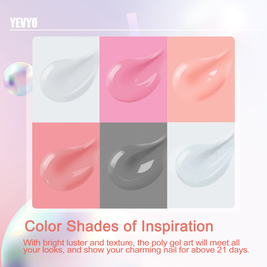 6 PCS Poly Gel Nail Kit With UV Lamp, Nail Brush And Nail Forms Top Base Coat Builder Nails Art Tools by Josla
