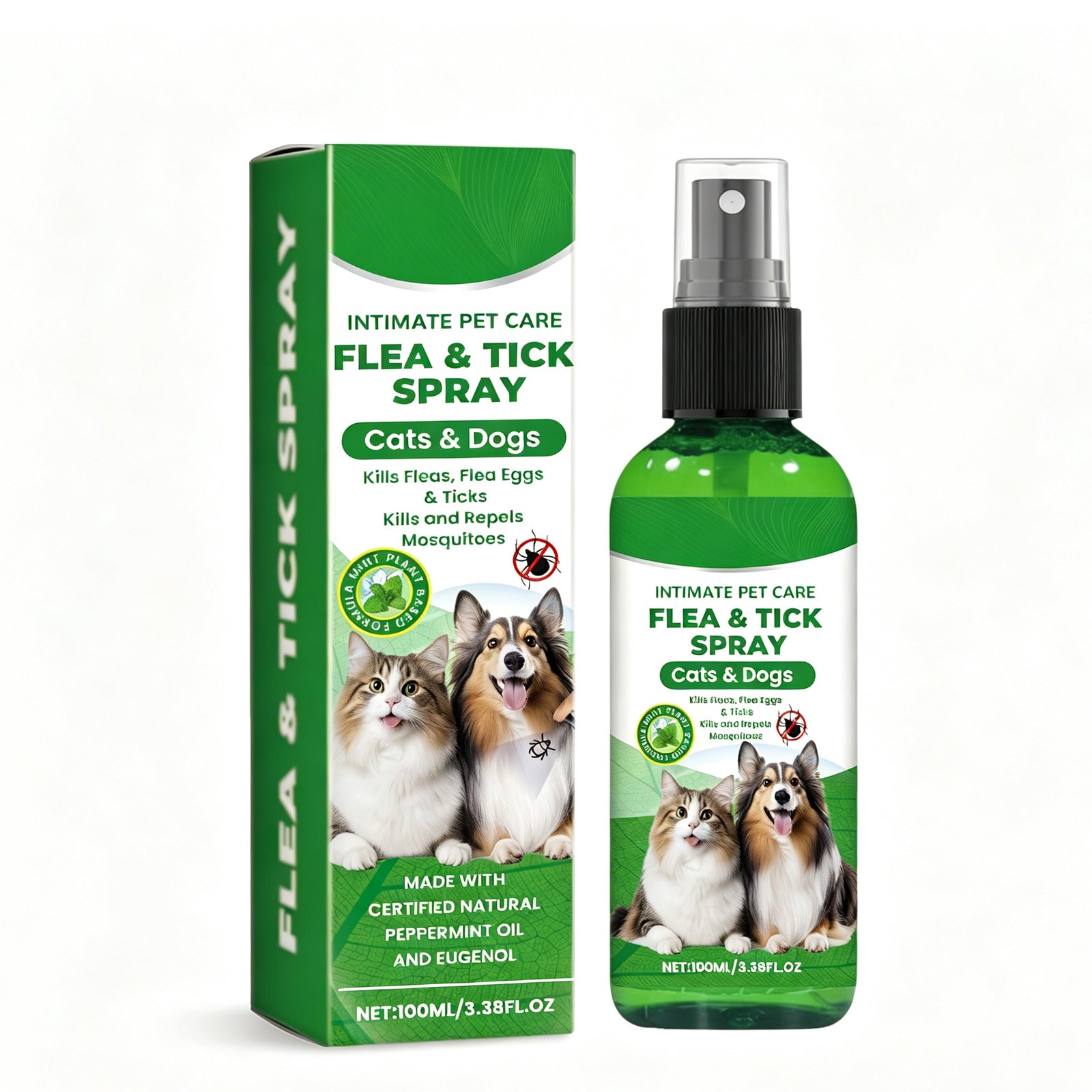 Natural Flea & Tick Spray For Dogs & Cats, Plant-Based Pest Repellent Kills Fleas, Ticks, Lice & Mites by Josla