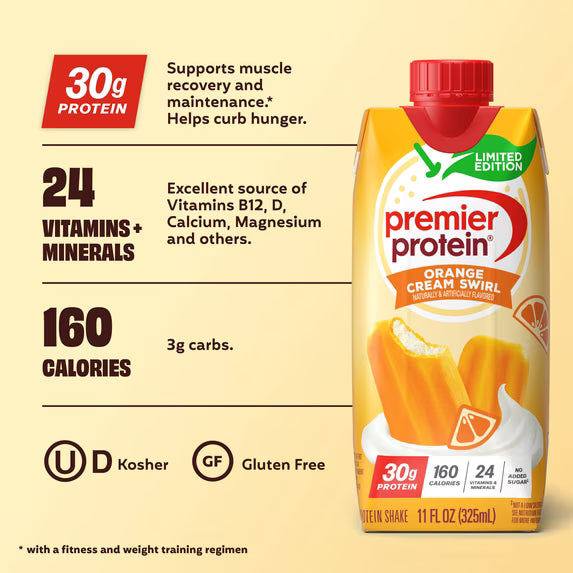 Premier Protein Shake, Orange Cream Swirl, 30g Protein, 11 fl oz, 4 Ct by Josla Marketplace