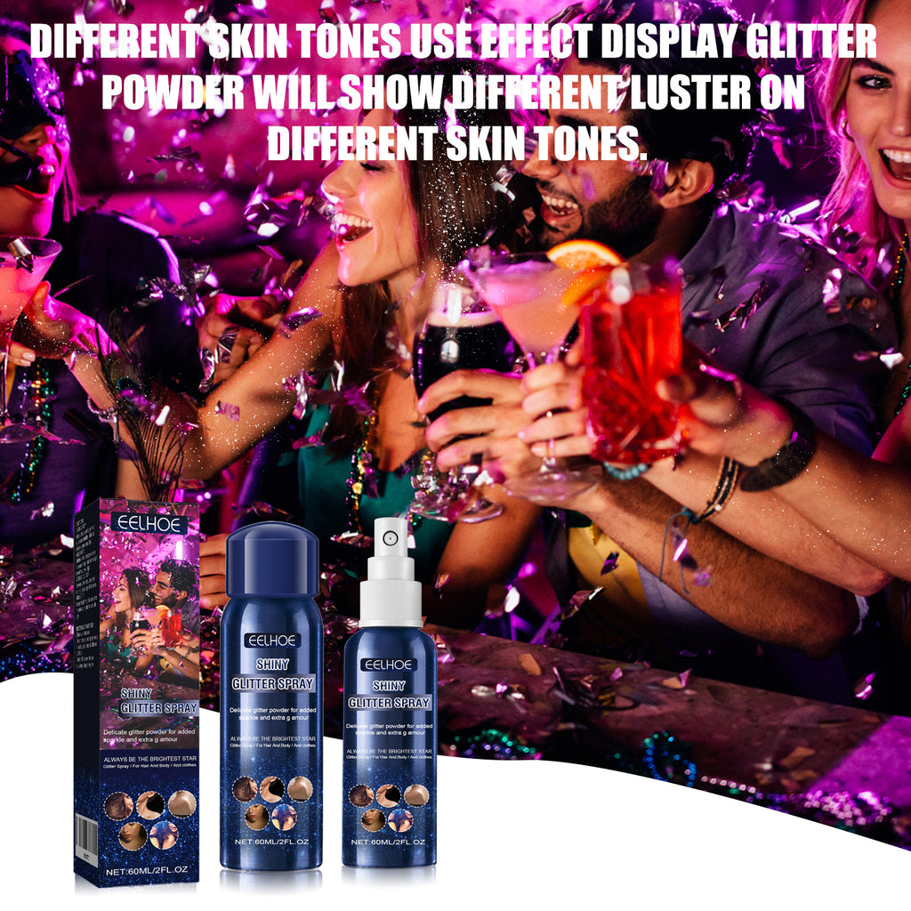 Shiny Glitter Spray, Body Hair Clothes Highlight Shimmer Spray For Halloween Club Party, Long Lasting Sparkle Glitter For Skin Outfits, 60ML by Josla