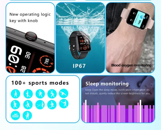 SmartWatch Men Women1.83inch BT Face Heart Rate Fitness Tracker by Josla