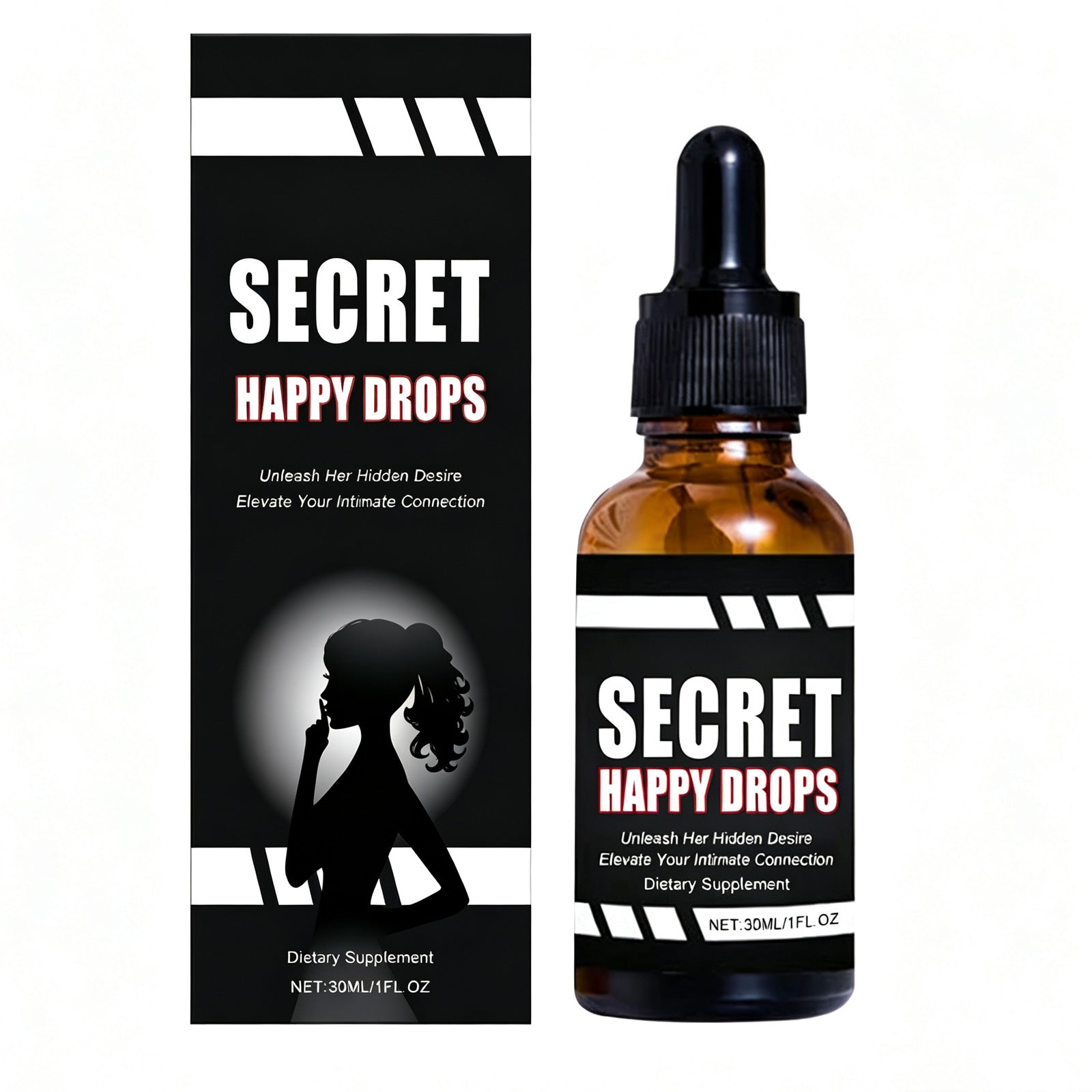 Secret Happy Drops, Intimate Support Supplement With Muira Puama & Tribulus Terrestris Extract, Boost Energy & Enhance Intimate Connection For Couples, 30ml Oral Liquid by Josla