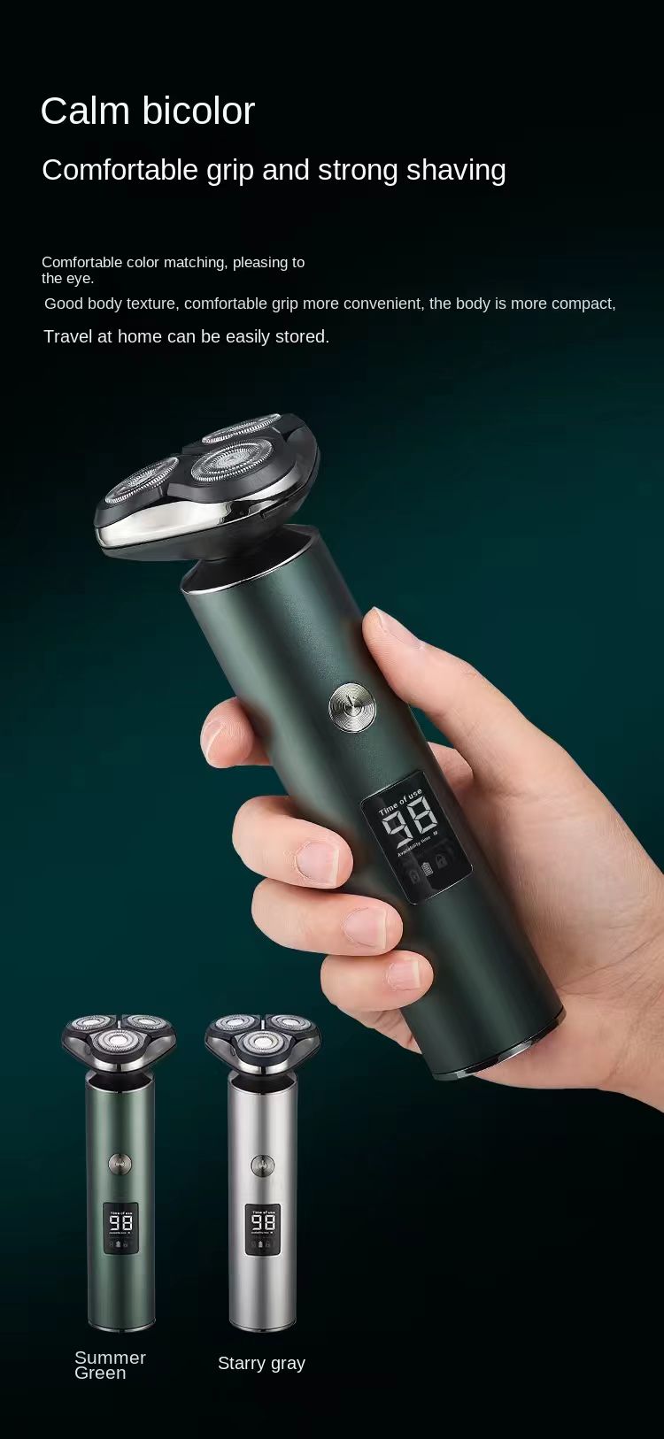 Men's Electric Shaver Triple Head Razor Travel Portable Washable by Josla