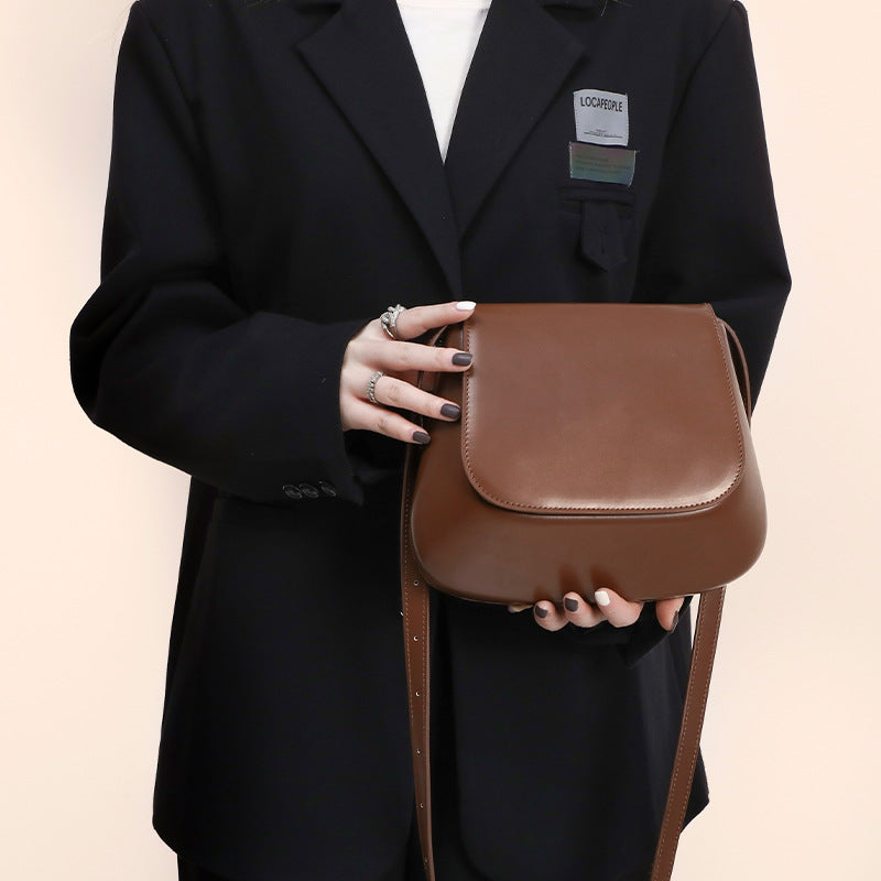 Crossbody Bag Vegan Leather Women Retro Small Saddle Satchel Shoulder Bag With Long Adjustable Strap by Josla
