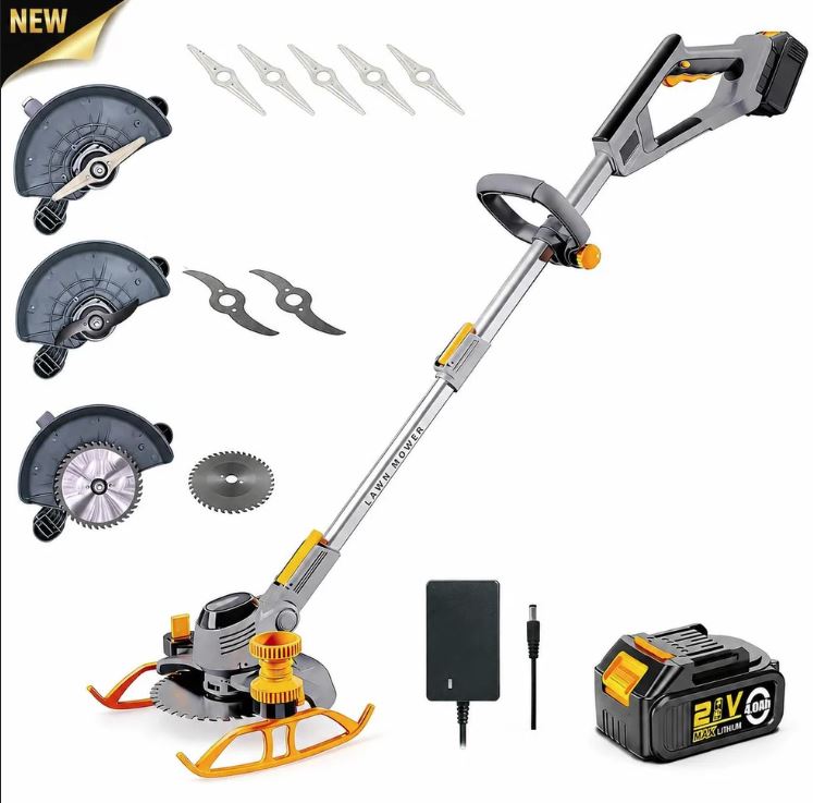 CORVELLAN 3 in 1 Cordless Lawn Care Trimmer 21V with 3 Cutting Heads by Josla