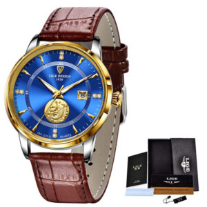 Mechanical Watch Fish Leap Longmen Watch Double Calendar Mechanical Watch Men's Waterproof - Image 9