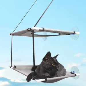 Cat Window Perch, Cat Window Hammock for Indoor Cats (Wood & Metal Frame)