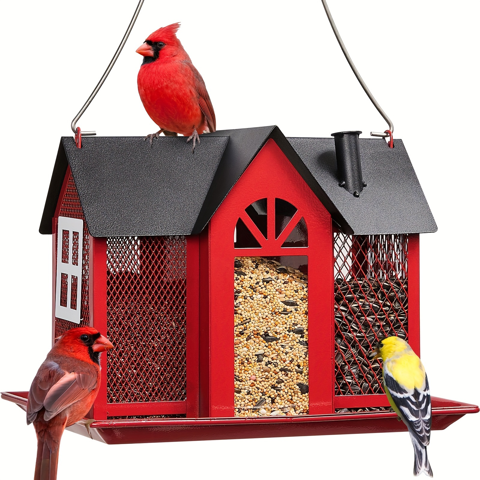 Kingsyard Metal Mesh Triple Bird Feeder House - Image 1