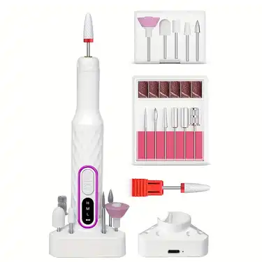 Rechargeable Electric Nail Grinder with 11 Heads and 20 Sanding Rings