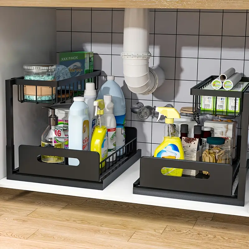 2pcs Under Sink Organizer with Sliding Shelves (GROWSUN)