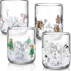 Holiday Icon Glass Cups, Set of 4 Festive 
Designs