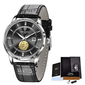 Mechanical Watch Fish Leap Longmen Watch Double Calendar Mechanical Watch Men's Waterproof - Image 7