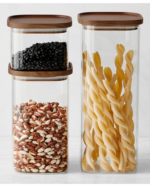 Hold Everything Square Canister, Set of 3, Walnut Finish