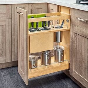 Rev-A-Shelf Base Cabinet Pull Out Knife/Utensil, 8" W, Soft-Close