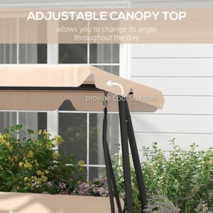 Free Standing Swing Bench, Porch Swing with Stand, Adjustable Canopy, Cushion and Pillows, Ecru - Image 5