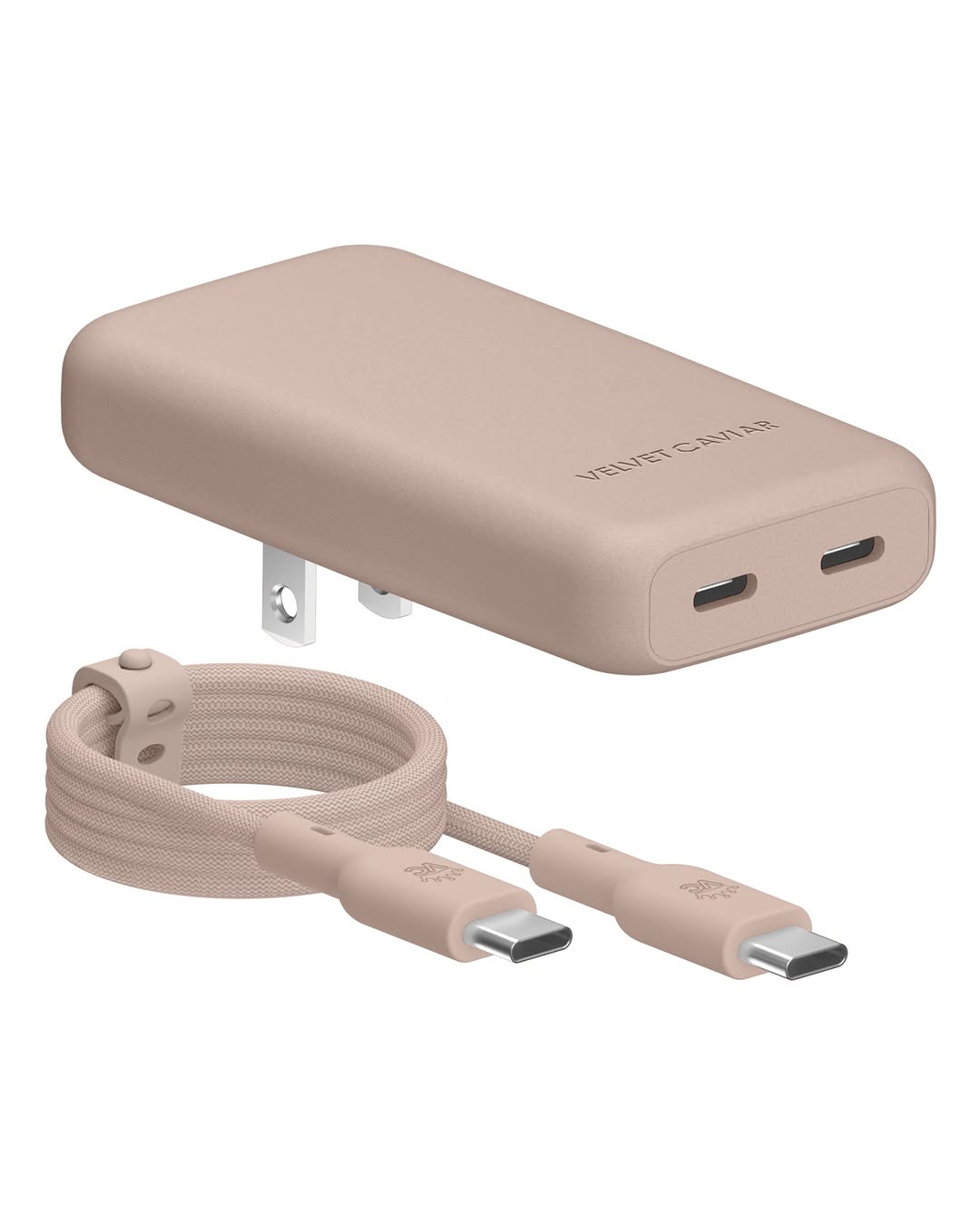 Strawberry Milk Fast Charging Set, Dual Port Wall Adapter + 6ft USB-C Cable - Image 1