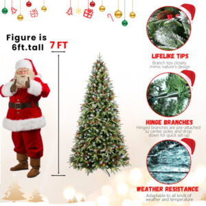 Artificial 7ft Green LED-lit Christmas Tree With 2178PE PVC Mixed Branch Tips - Image 2