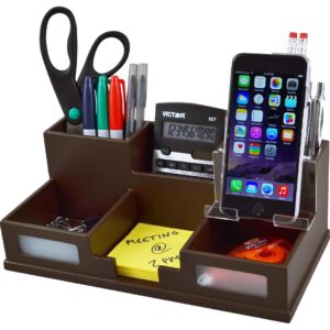 Desk Organizer with Removable Smartphone Holder, Wood