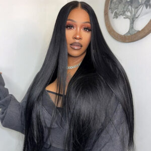 4x4 Lace Human Hair Wig Natural Color, Straight Texture, 150% Density - Image 1