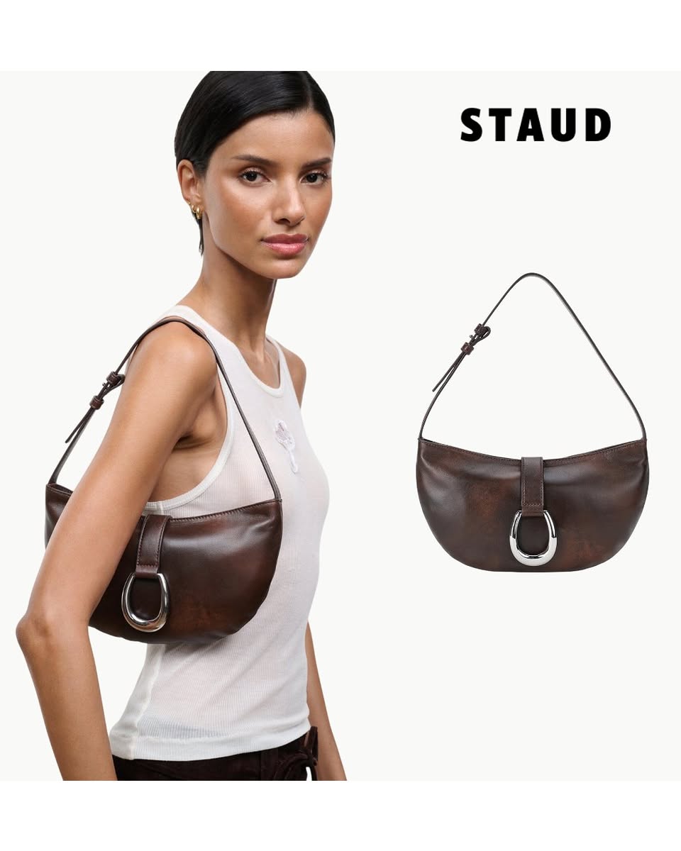 Harlow Crescent Shoulder Bag | Espresso Distressed - Image 1