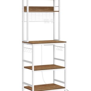 Bakers Rack with Charging Station and Adjustable Shelf