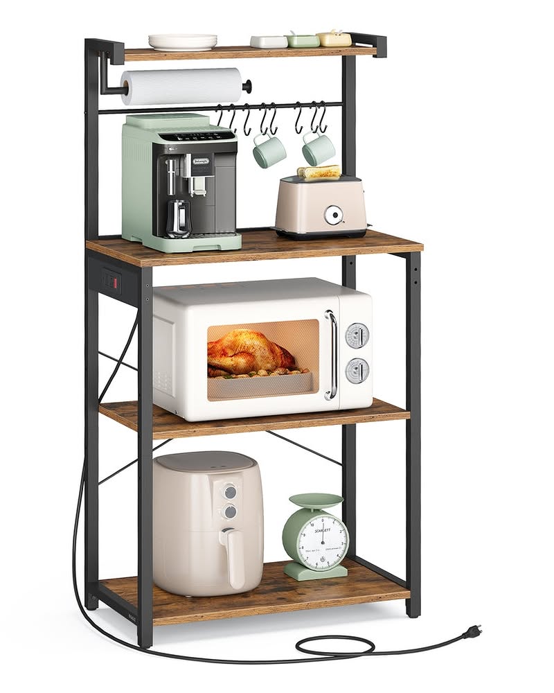 VASAGLE Kitchen Bakers Rack with Power Outlet