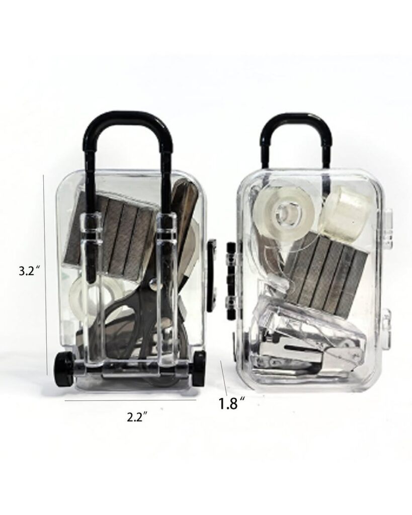 Transparent Portable Mini Trolley Office Desk Set