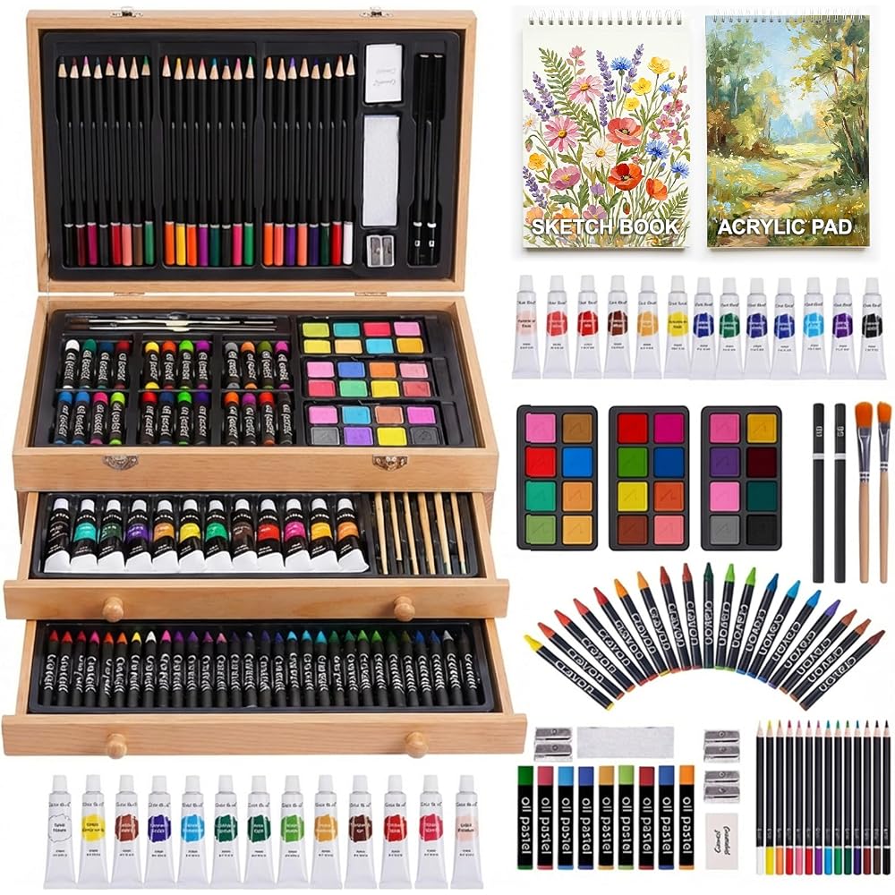 175-Piece Deluxe Art Set in Wooden 
Case