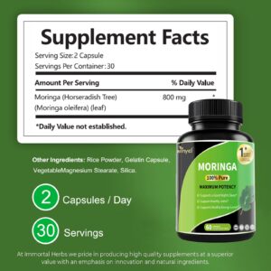 Pure Moringa Capsules - High Potency, Health & Fitness With Essential Vitamins & Amino Acids - 60 Capsules - Image 2