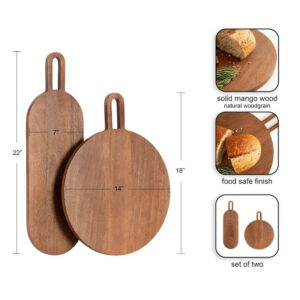 Artisan Mango Wood Serving Boards, 2-Pack