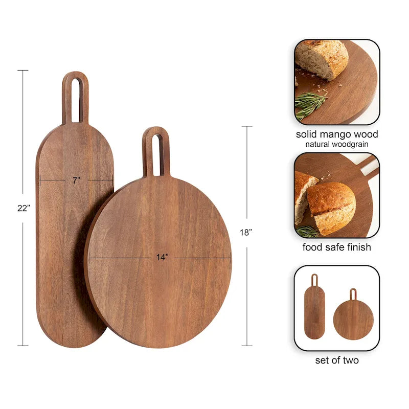 Artisan Mango Wood Serving Boards, 2-Pack