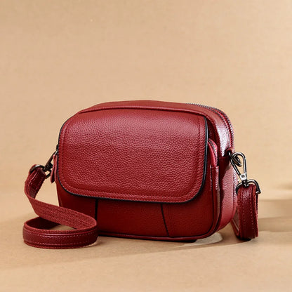 Genuine Leather Crossbody Bag with Smartphone Pockets
