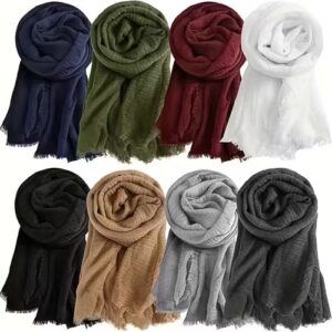Set of 8 Cotton Hijab Scarves (Crinkle Shawl)