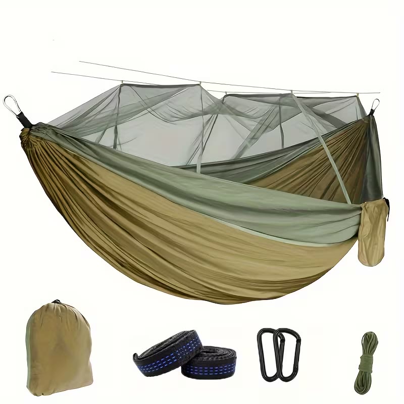 Anti-Rollover Double Hammock with Mosquito Net