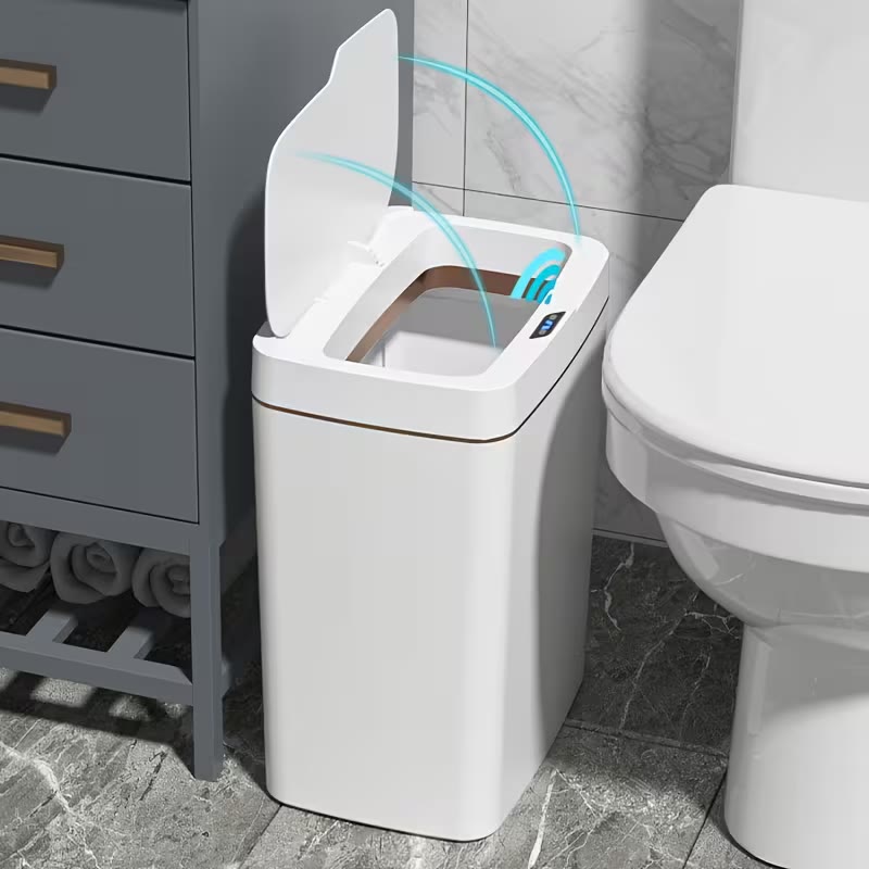 Automatic Bathroom Trash Can, 3.5 gal Motion-Sensor, Rechargeable, with Bags
