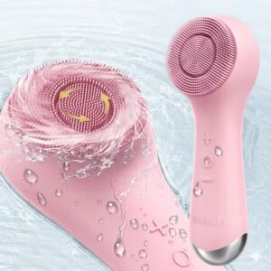 360-Degree Rotating Facial Cleanser, Silicone Face Brush with Vibration and Rotation