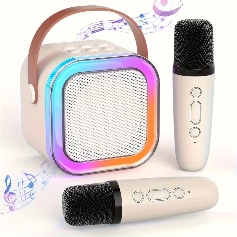 Portable Bluetooth Karaoke Speaker with Microphone, LED Lights, TWS
