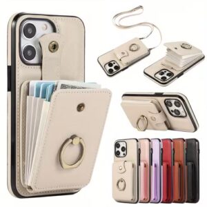 iPhone Wallet Case with Card Holder & Ring Stand